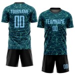 Sublimation Teal Light Soccer Uniform Jersey Custom Blue-Black Sublimation Teal Light Soccer Uniform Jersey Custom Blue-Black