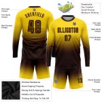 Sleeve Sublimation Brown Jersey Long Custom Fade Fashion Uniform Soccer Gold Sleeve Sublimation Brown Jersey Long Custom Fade Fashion Uniform Soccer Gold