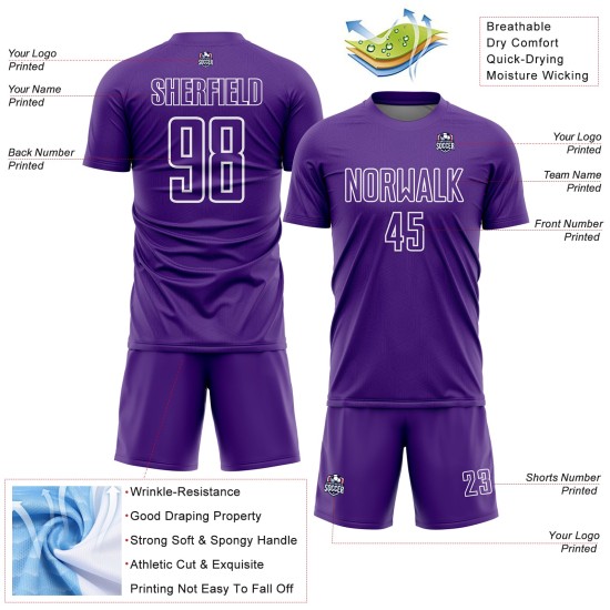 Uniform Soccer Jersey Geometric White Custom Shape Sublimation Purple Uniform Soccer Jersey Geometric White Custom Shape Sublimation Purple