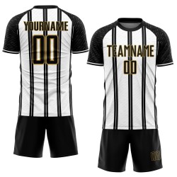 White-Old Uniform Line Jersey Gold Soccer Sublimation Black Custom