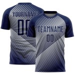 Soccer Line Gray Custom Sublimation Navy Uniform Jersey