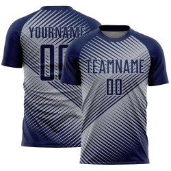 Soccer Line Gray Custom Sublimation Navy Uniform Jersey