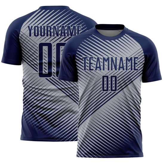 Soccer Line Gray Custom Sublimation Navy Uniform Jersey