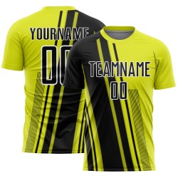 Sports Custom Yellow Neon Black-White Uniform Soccer Lines Jersey Sublimation