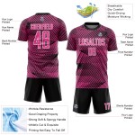 Custom Pink Uniform Soccer Sublimation Jersey Black-White Line
