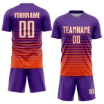 Sublimation Pinstripe Custom White-Orange Fade Soccer Purple Uniform Jersey Fashion Sublimation Pinstripe Custom White-Orange Fade Soccer Purple Uniform Jersey Fashion
