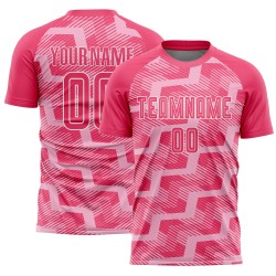 Sublimation Light Soccer Pink Neon Line Custom Uniform Pink-White Jersey