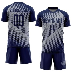 Soccer Line Gray Custom Sublimation Navy Uniform Jersey