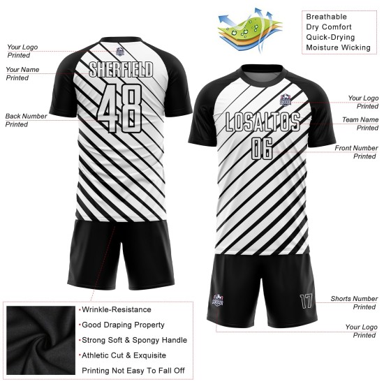 Soccer Uniform Black Sublimation Jersey Custom White Soccer Uniform Black Sublimation Jersey Custom White