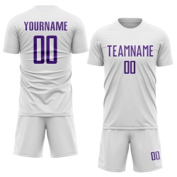 Purple Custom White Jersey Uniform Soccer Sublimation