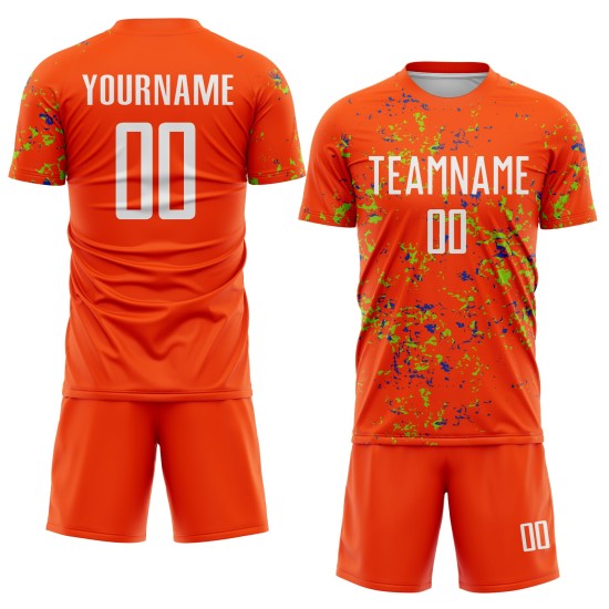 Jersey Uniform Custom Sublimation Blue Neon Fragment Orange Abstract Soccer Green-Thunder Art Jersey Uniform Custom Sublimation Blue Neon Fragment Orange Abstract Soccer Green-Thunder Art