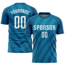 Jersey Soccer White Sublimation Uniform Custom Teal
