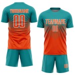 Soccer Uniform Jersey Teal Orange-White Custom Sublimation Soccer Uniform Jersey Teal Orange-White Custom Sublimation