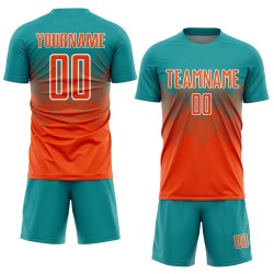 Soccer Uniform Jersey Teal Orange-White Custom Sublimation