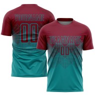 Crimson Sublimation Teal Custom Soccer Jersey Uniform