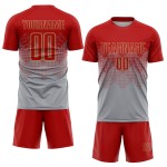 Soccer Jersey Custom Sublimation Gray Red-Old Gold Uniform Soccer Jersey Custom Sublimation Gray Red-Old Gold Uniform