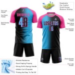 Fashion Custom Soccer Jersey Black Sky Gradient Blue-Pink Sublimation Uniform