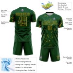 Abstract Sublimation Green Art Fragment Custom Jersey Uniform Green Soccer Gold-Kelly