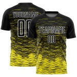 Custom Light Line Uniform Yellow-White Jersey Black Soccer Sublimation