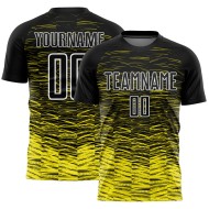 Custom Light Line Uniform Yellow-White Jersey Black Soccer Sublimation