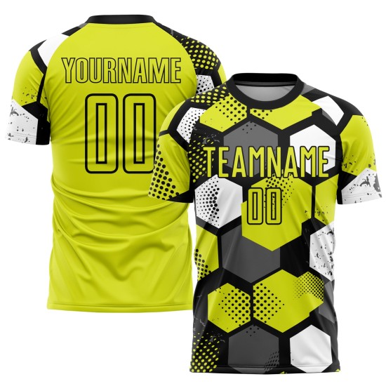 Jersey Yellow Custom Uniform Black-White Neon Sublimation Soccer Jersey Yellow Custom Uniform Black-White Neon Sublimation Soccer