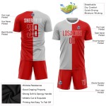 Sublimation Jersey Uniform Split Soccer Red-White Custom Gray Fashion