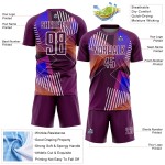 Uniform Purple Shapes Custom Sublimation Geometric White Soccer Jersey Uniform Purple Shapes Custom Sublimation Geometric White Soccer Jersey