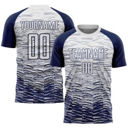 White Uniform Custom Soccer Sublimation Navy Jersey