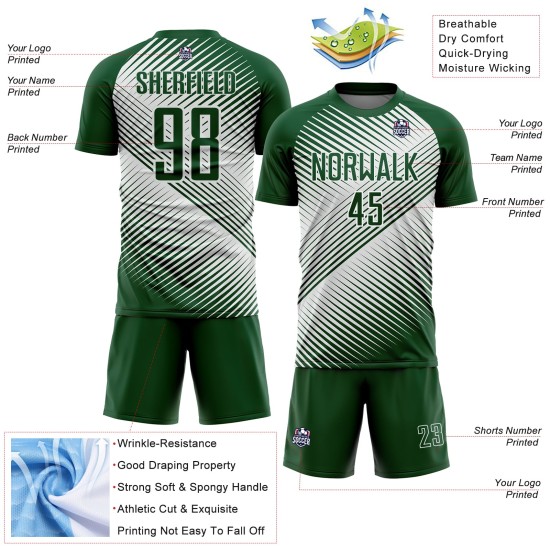 Soccer Jersey Custom Sublimation Line White Green Uniform