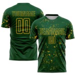 Abstract Sublimation Green Art Fragment Custom Jersey Uniform Green Soccer Gold-Kelly