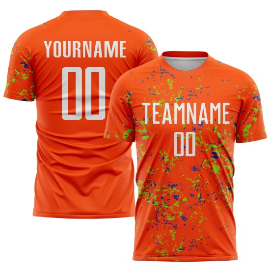 Jersey Uniform Custom Sublimation Blue Neon Fragment Orange Abstract Soccer Green-Thunder Art Jersey Uniform Custom Sublimation Blue Neon Fragment Orange Abstract Soccer Green-Thunder Art