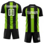 Black White-Neon Green Uniform Line Jersey Soccer Custom Sublimation