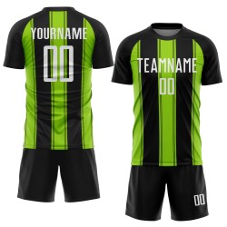 Black White-Neon Green Uniform Line Jersey Soccer Custom Sublimation Black White-Neon Green Uniform Line Jersey Soccer Custom Sublimation