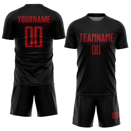 Custom Uniform Black Jersey Red Soccer Sublimation Custom Uniform Black Jersey Red Soccer Sublimation