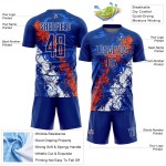 Sublimation Art Dripping Custom Uniform Soccer Splatter Jersey Royal Orange-White Sublimation Art Dripping Custom Uniform Soccer Splatter Jersey Royal Orange-White