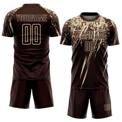 Soccer Custom Cream Jersey Uniform Sublimation Brown