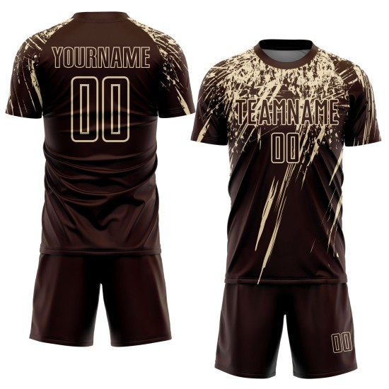 Soccer Custom Cream Jersey Uniform Sublimation Brown Soccer Custom Cream Jersey Uniform Sublimation Brown