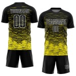 Custom Light Line Uniform Yellow-White Jersey Black Soccer Sublimation