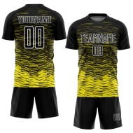 Custom Light Line Uniform Yellow-White Jersey Black Soccer Sublimation Custom Light Line Uniform Yellow-White Jersey Black Soccer Sublimation