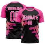 Jersey Pink Custom Soccer Uniform Splash Black-White Sublimation Jersey Pink Custom Soccer Uniform Splash Black-White Sublimation