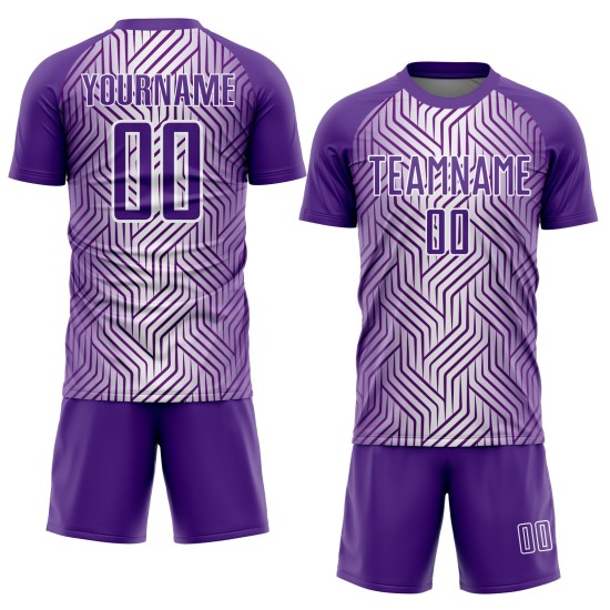 Custom White Lines Sublimation Uniform Jersey Soccer Purple