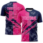 Jersey Custom Sublimation Pink-Navy Hot Pattern Scratch Graffiti Uniform Soccer
