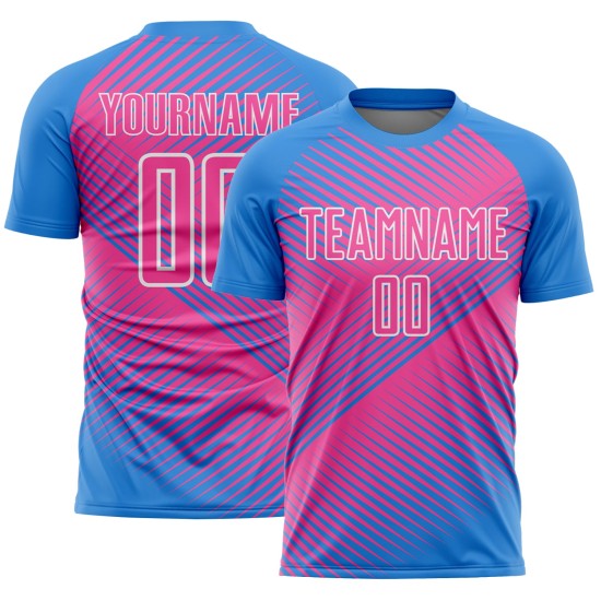 Jersey Line Soccer Custom Sublimation Uniform Pink-White Powder Blue