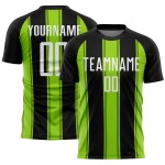 Black White-Neon Green Uniform Line Jersey Soccer Custom Sublimation