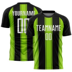 Black White-Neon Green Uniform Line Jersey Soccer Custom Sublimation