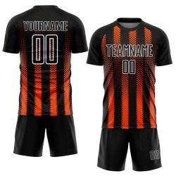 Jersey Shape Orange-White Black Uniform Custom Soccer Geometric Sublimation