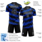 Sublimation Black Custom Blue-White Splash Jersey Thunder Uniform Soccer Sublimation Black Custom Blue-White Splash Jersey Thunder Uniform Soccer