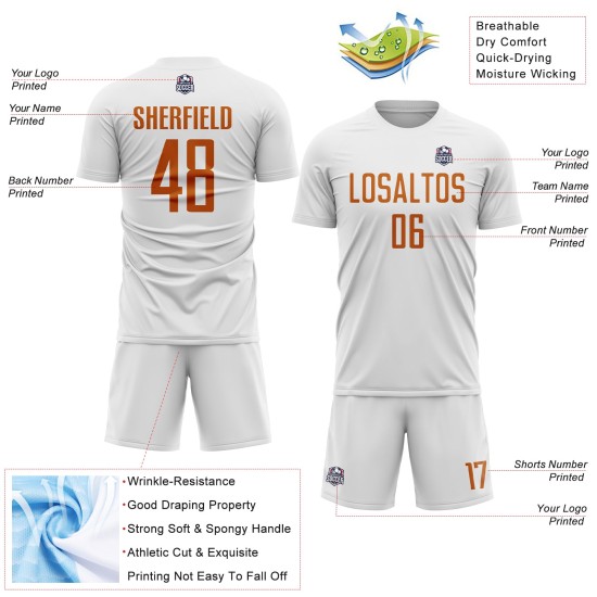 Orange Uniform White Soccer Custom Jersey Texas Sublimation Orange Uniform White Soccer Custom Jersey Texas Sublimation