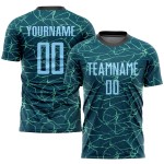 Sublimation Teal Light Soccer Uniform Jersey Custom Blue-Black Sublimation Teal Light Soccer Uniform Jersey Custom Blue-Black