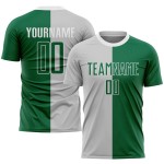 Green-White Kelly Fashion Custom Gray Sublimation Uniform Soccer Jersey Split